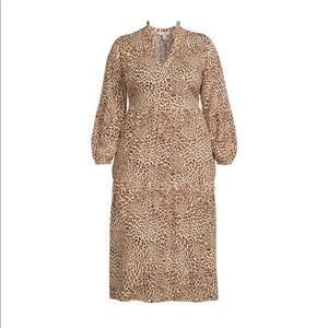 Terra & Sky Plus size Midi Dress - Leopard